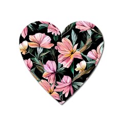 Charming Watercolor Flowers Heart Magnet by GardenOfOphir