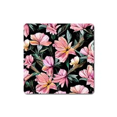 Charming Watercolor Flowers Square Magnet by GardenOfOphir