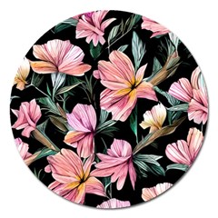 Charming Watercolor Flowers Magnet 5  (round) by GardenOfOphir