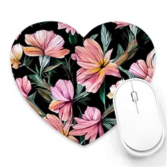 Charming Watercolor Flowers Heart Mousepad by GardenOfOphir