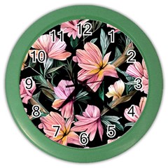 Charming Watercolor Flowers Color Wall Clock by GardenOfOphir