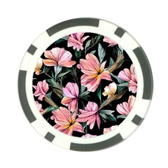 Charming Watercolor Flowers Poker Chip Card Guard by GardenOfOphir