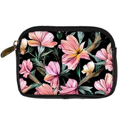 Charming Watercolor Flowers Digital Camera Leather Case by GardenOfOphir