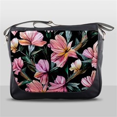 Charming Watercolor Flowers Messenger Bag by GardenOfOphir