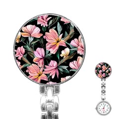 Charming Watercolor Flowers Stainless Steel Nurses Watch by GardenOfOphir