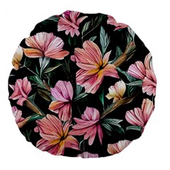 Charming Watercolor Flowers Large 18  Premium Flano Round Cushions by GardenOfOphir