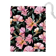 Charming Watercolor Flowers Drawstring Pouch (4xl) by GardenOfOphir