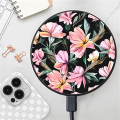 Charming Watercolor Flowers Wireless Fast Charger(black) by GardenOfOphir