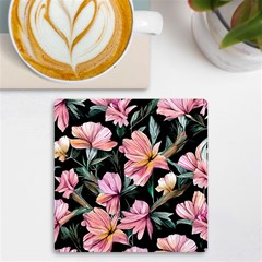 Charming Watercolor Flowers Uv Print Square Tile Coaster  by GardenOfOphir