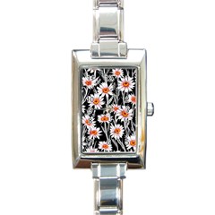 Dazzling Watercolor Flowers Rectangle Italian Charm Watch by GardenOfOphir