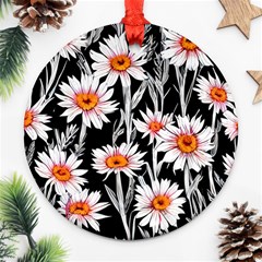 Dazzling watercolor flowers Ornament (Round)