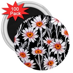 Dazzling Watercolor Flowers 3  Magnets (100 Pack) by GardenOfOphir