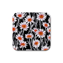 Dazzling Watercolor Flowers Rubber Square Coaster (4 Pack) by GardenOfOphir