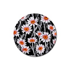 Dazzling Watercolor Flowers Rubber Coaster (round) by GardenOfOphir