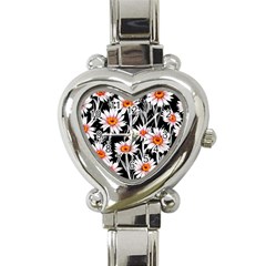 Dazzling watercolor flowers Heart Italian Charm Watch