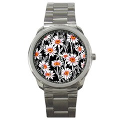 Dazzling Watercolor Flowers Sport Metal Watch by GardenOfOphir