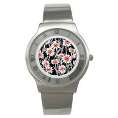 Dazzling Watercolor Flowers Stainless Steel Watch by GardenOfOphir