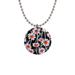 Dazzling Watercolor Flowers 1  Button Necklace by GardenOfOphir