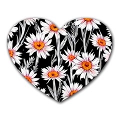 Dazzling Watercolor Flowers Heart Mousepad by GardenOfOphir