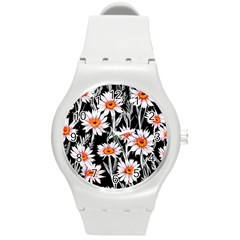 Dazzling Watercolor Flowers Round Plastic Sport Watch (m) by GardenOfOphir