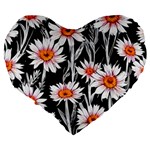 Dazzling watercolor flowers Large 19  Premium Heart Shape Cushions Back