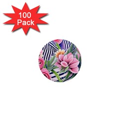 Luxurious Watercolor Flowers 1  Mini Buttons (100 Pack)  by GardenOfOphir