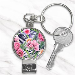 Luxurious Watercolor Flowers Nail Clippers Key Chain by GardenOfOphir