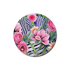 Luxurious Watercolor Flowers Rubber Coaster (round) by GardenOfOphir