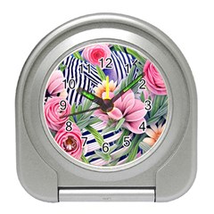 Luxurious Watercolor Flowers Travel Alarm Clock by GardenOfOphir