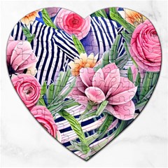 Luxurious Watercolor Flowers Jigsaw Puzzle (heart) by GardenOfOphir