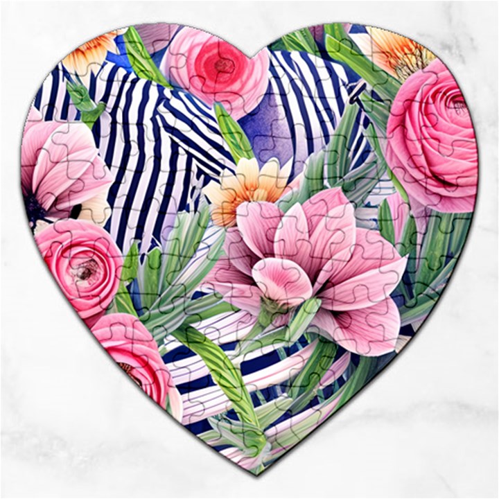 Luxurious watercolor flowers Jigsaw Puzzle (Heart)