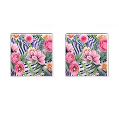 Luxurious Watercolor Flowers Cufflinks (square) by GardenOfOphir