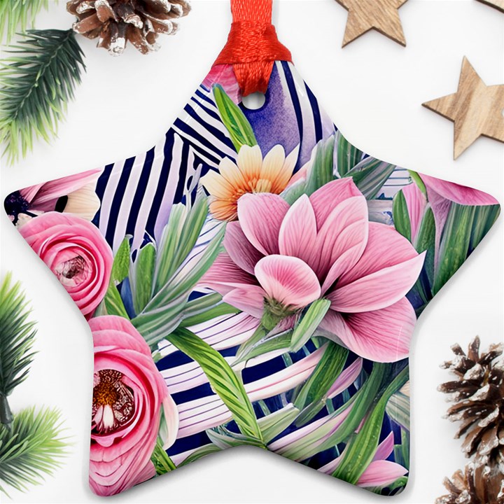 Luxurious watercolor flowers Star Ornament (Two Sides)