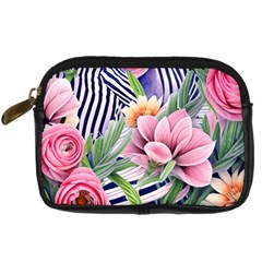 Luxurious Watercolor Flowers Digital Camera Leather Case by GardenOfOphir