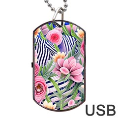 Luxurious Watercolor Flowers Dog Tag Usb Flash (one Side) by GardenOfOphir