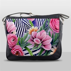 Luxurious Watercolor Flowers Messenger Bag by GardenOfOphir