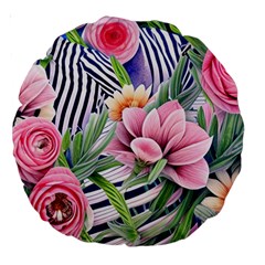 Luxurious Watercolor Flowers Large 18  Premium Round Cushions by GardenOfOphir