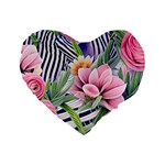 Luxurious watercolor flowers Standard 16  Premium Heart Shape Cushions Front