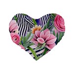 Luxurious watercolor flowers Standard 16  Premium Heart Shape Cushions Back