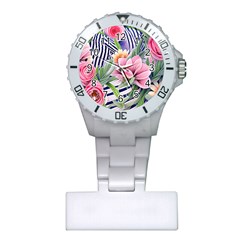 Luxurious Watercolor Flowers Plastic Nurses Watch by GardenOfOphir