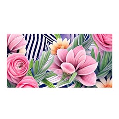 Luxurious Watercolor Flowers Satin Wrap 35  X 70  by GardenOfOphir