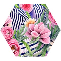 Luxurious Watercolor Flowers Wooden Puzzle Hexagon by GardenOfOphir