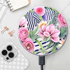 Luxurious Watercolor Flowers Wireless Fast Charger(white) by GardenOfOphir