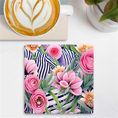 Luxurious Watercolor Flowers Uv Print Square Tile Coaster  by GardenOfOphir