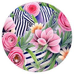 Luxurious Watercolor Flowers Round Trivet by GardenOfOphir