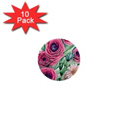 Majestic Watercolor Flowers 1  Mini Buttons (10 Pack)  by GardenOfOphir