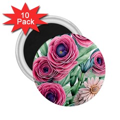 Majestic Watercolor Flowers 2 25  Magnets (10 Pack)  by GardenOfOphir