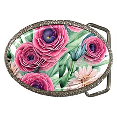 Majestic Watercolor Flowers Belt Buckles by GardenOfOphir