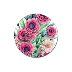 Majestic Watercolor Flowers Magnet 3  (round) by GardenOfOphir