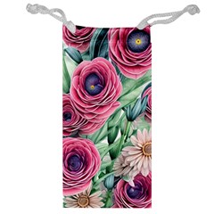 Majestic Watercolor Flowers Jewelry Bag by GardenOfOphir